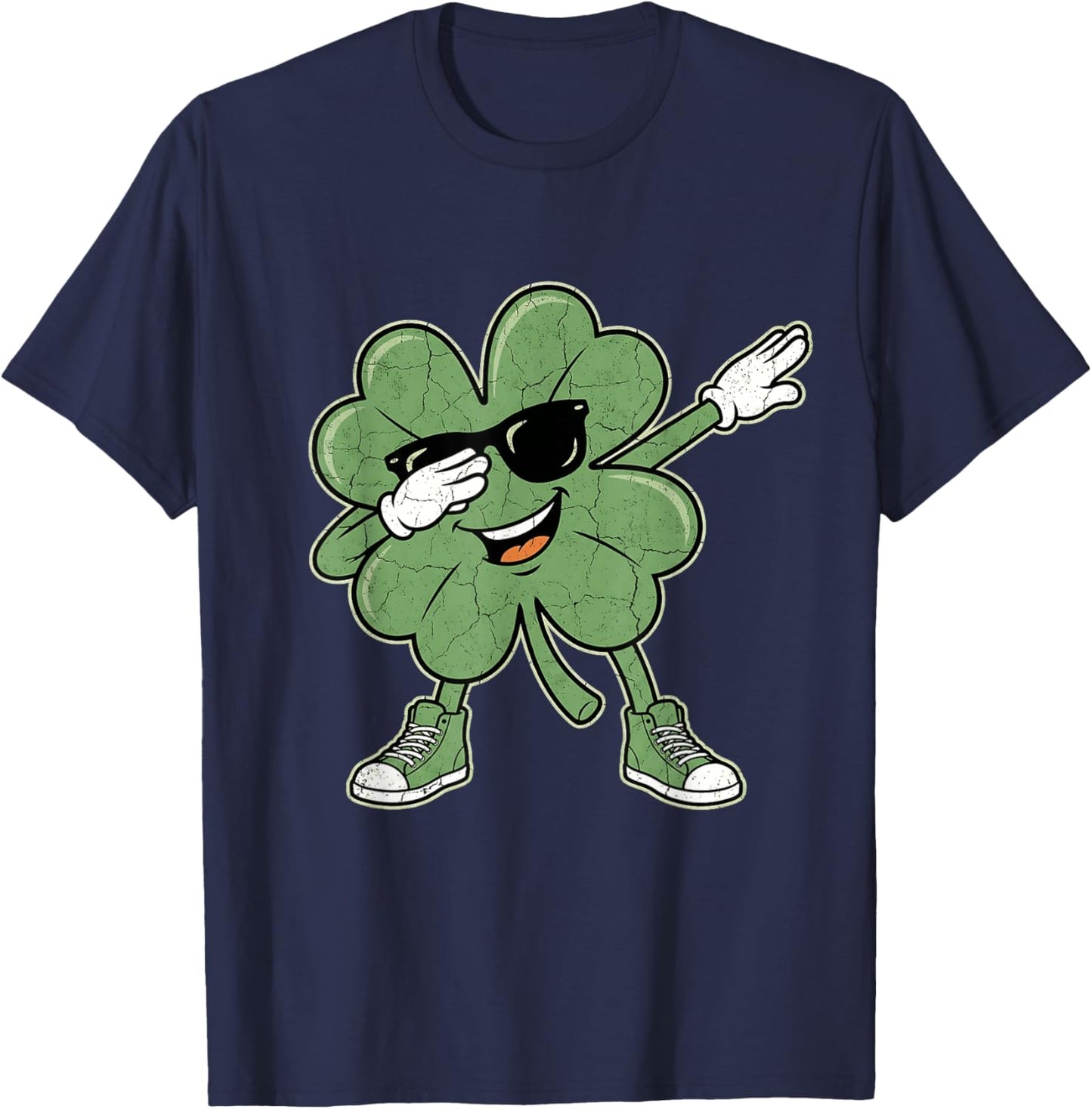 Dabbing Shamrock St Patricks Day Boys Kids St Paddys Pattys T-Shirt - T-Shirt | Navy