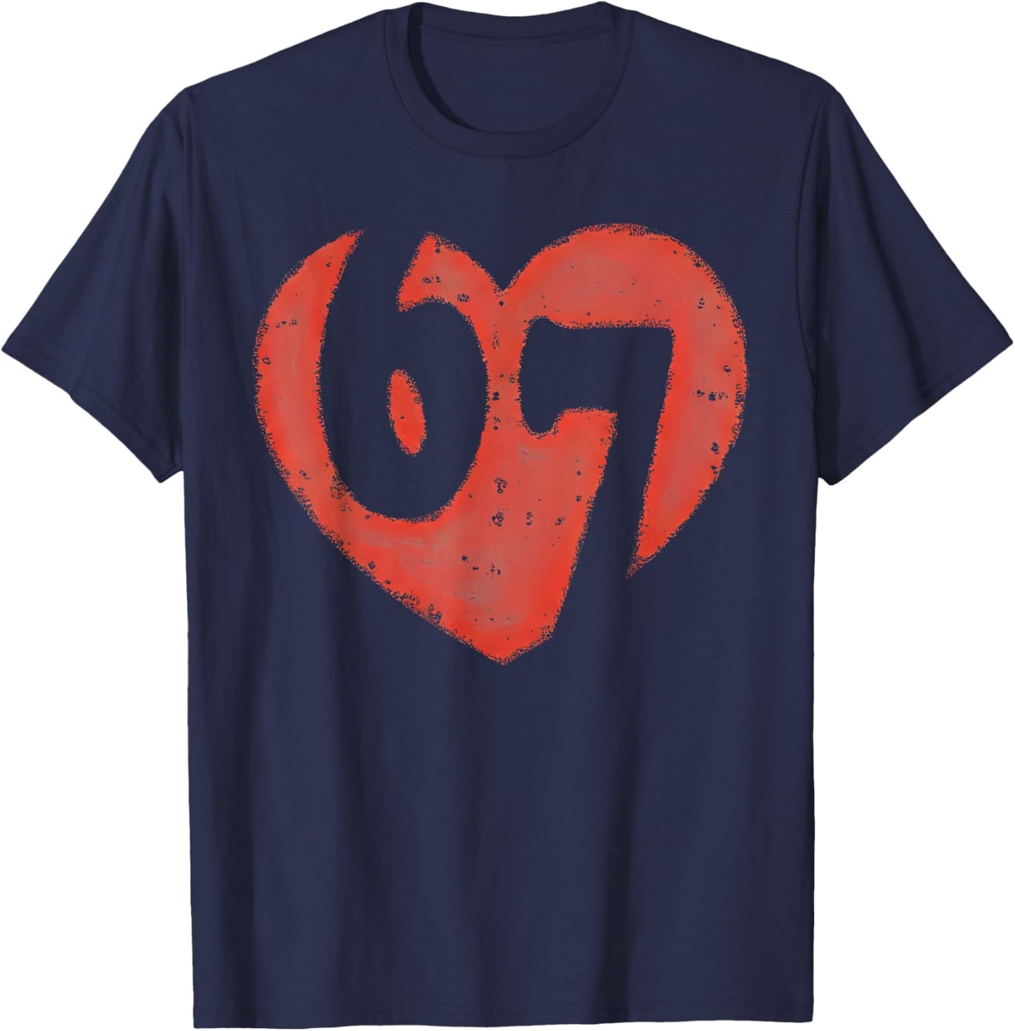 Ash Six Seven Valentine Meme 67 Heart Couple Lover Gifts T-Shirt - T-Shirt | Navy