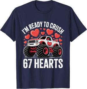 I'm Ready to Crush 67 Hearts Boys Valentines T-Shirt - T-Shirt | Navy