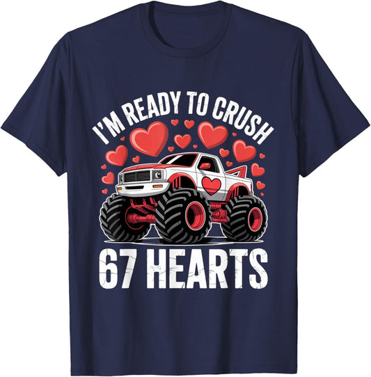 I'm Ready to Crush 67 Hearts Boys Valentines T-Shirt - T-Shirt | Navy