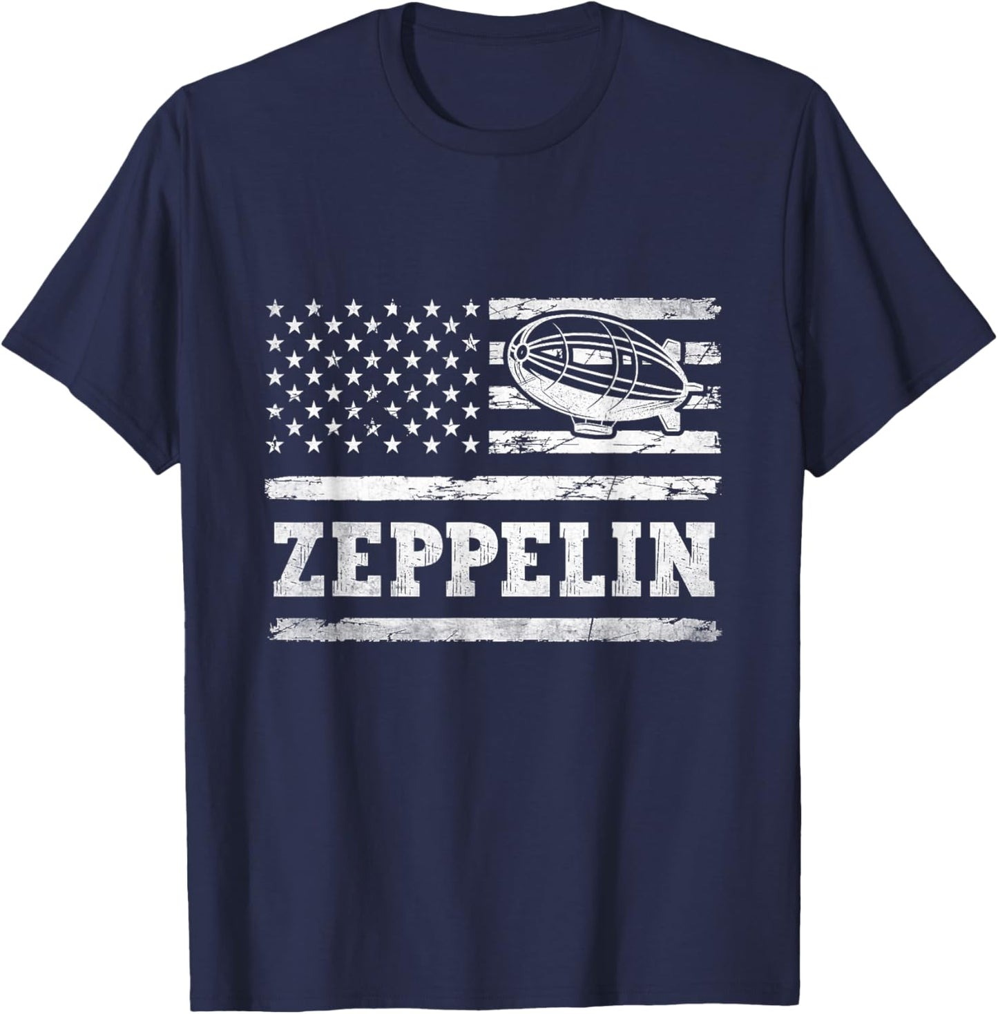 Retro Vintage Zeppelin Dirigible Airship USA Flag 80s T-Shirt - T-Shirt | Navy