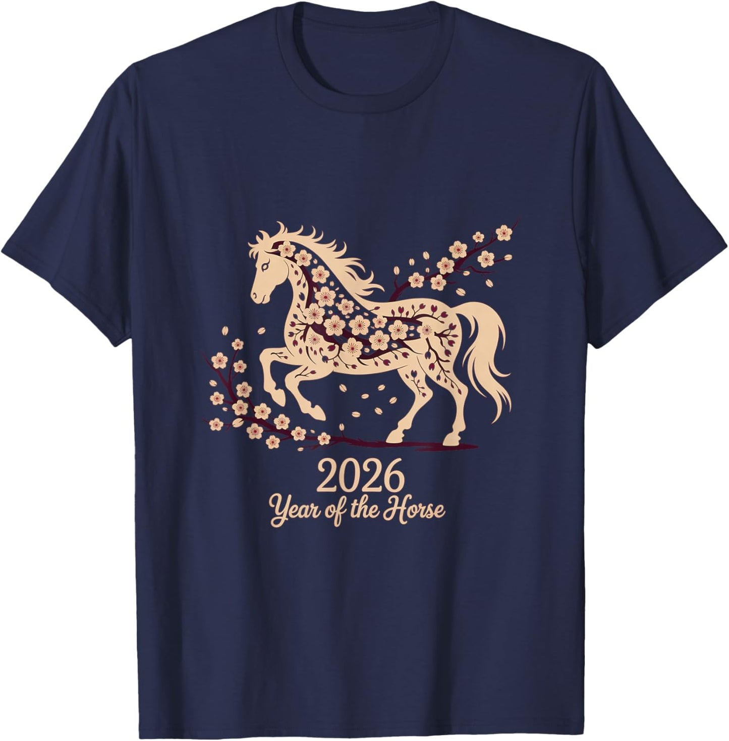 Year of The Fire Horse 2026 Festive Chinese New Year T-Shirt - T-Shirt | Navy