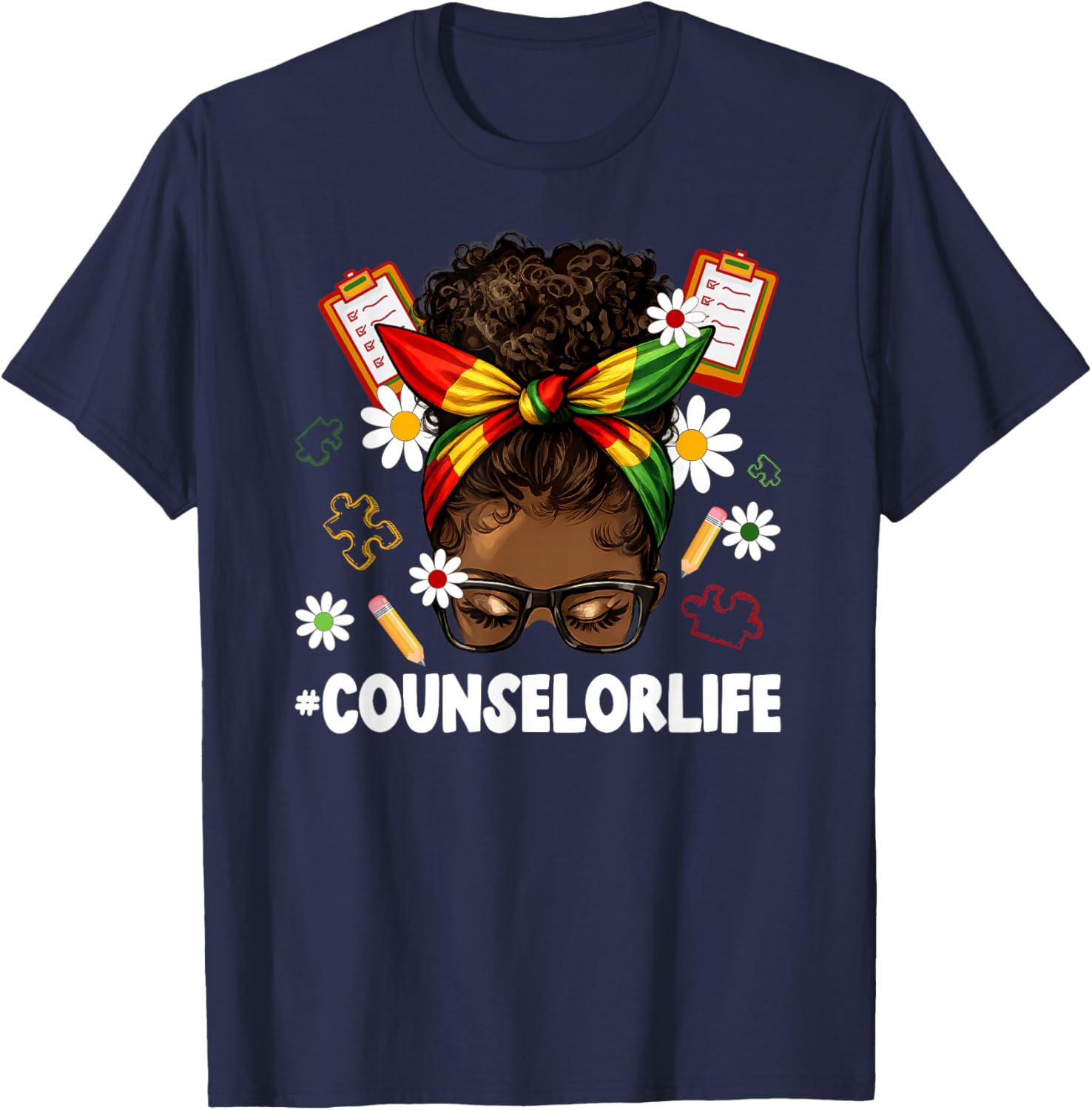 Black Counselor Life African American Counselors T-Shirt - T-Shirt | Navy