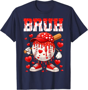 Valentines Day Baseball Drip Boys Bruh Ice Cream Toddler Kid T-Shirt - T-Shirt | Navy