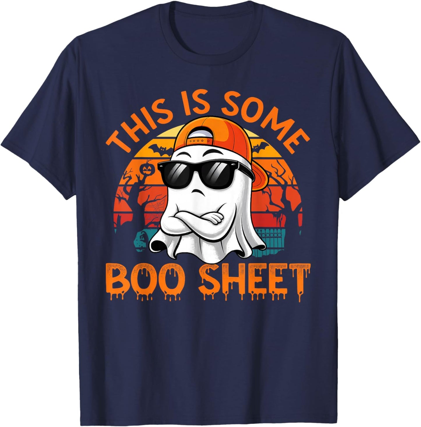 Funny Halloween This is Some Boo Sheet Ghost Retro Men Boys T-Shirt - T-Shirt | Navy