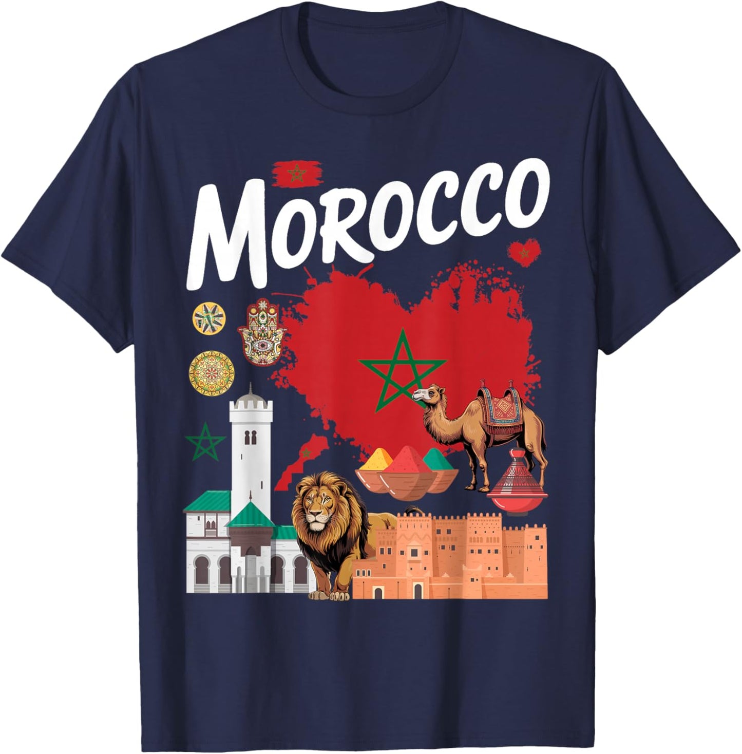 Morocco Flag Outfit Idea for Kids Maroc Moroccan Themed T-Shirt - T-Shirt | Navy