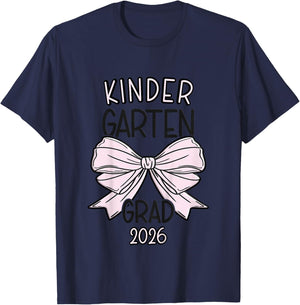 Kids Kindergarten Grad 2026 Bow Kindergarten Graduation 2026 T-Shirt - T-Shirt | Navy