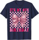 Its My 4th Birthday Girl Coquette Bow 4 Year Old Party Girl T-Shirt - T-Shirt | Navy
