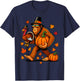 Pilgrim Turkey Pumpkin Thanksgiving Day Bigfoot Boys Men T-Shirt - T-Shirt | Navy