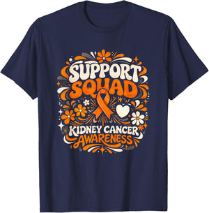 Support Squad Kidney Cancer Awareness Orange Ribbon T-Shirt - T-Shirt | Navy