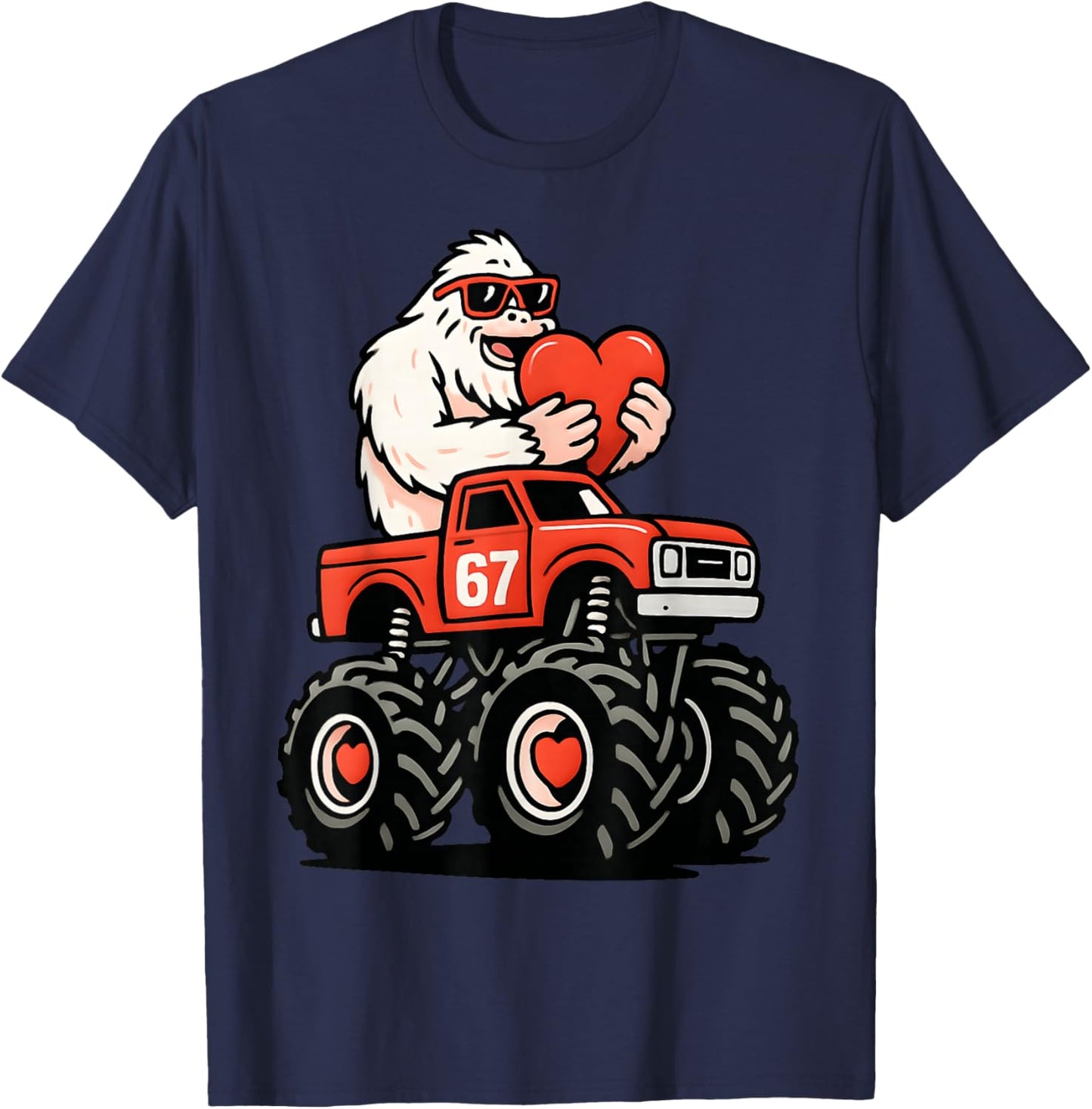 Valentines Day Bigfoot 67 Meme Truck Funny 6 7 Kids Toddlers T-Shirt - T-Shirt | Navy