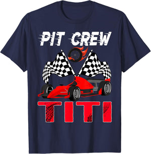 Pit Crew Titi Race Car Birthday Boy Racing Car T-Shirt - T-Shirt | Navy
