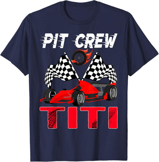 Pit Crew Titi Race Car Birthday Boy Racing Car T-Shirt - T-Shirt | Navy