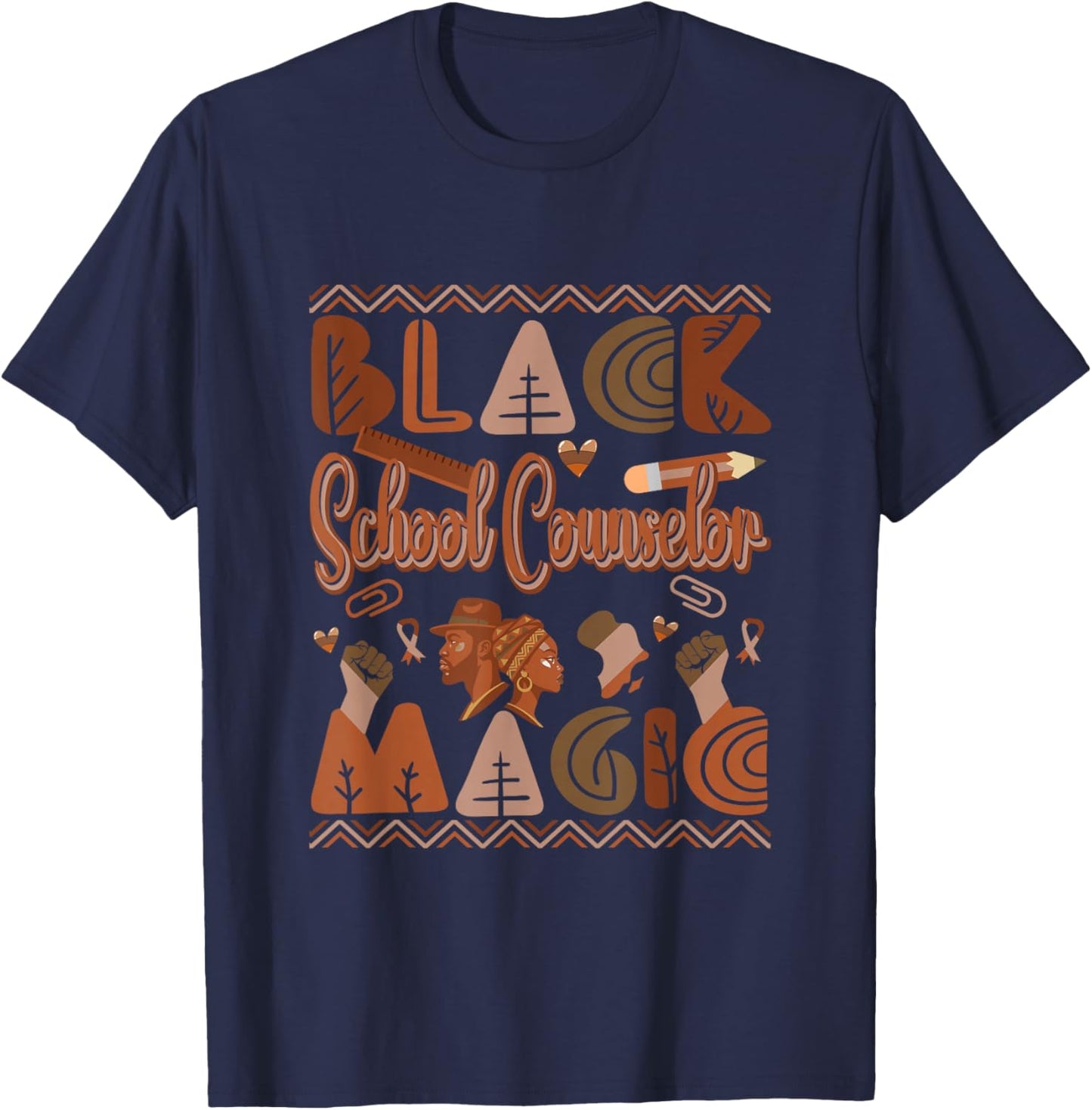 Black Costume School Counselor Proud Black History Month T-Shirt - T-Shirt | Navy
