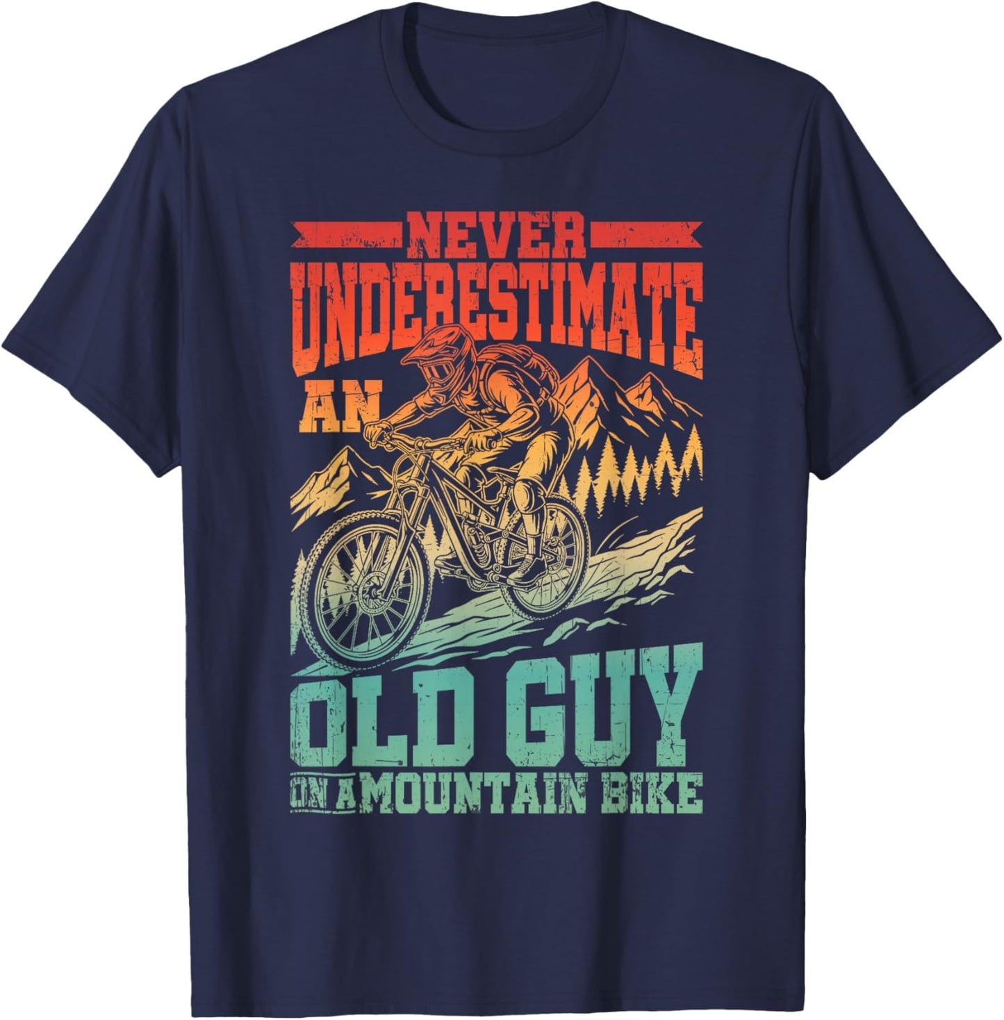 Funny Mountain Bike Shirt Men Grandpa Mountain Biking Biker T-Shirt - T-Shirt | Navy