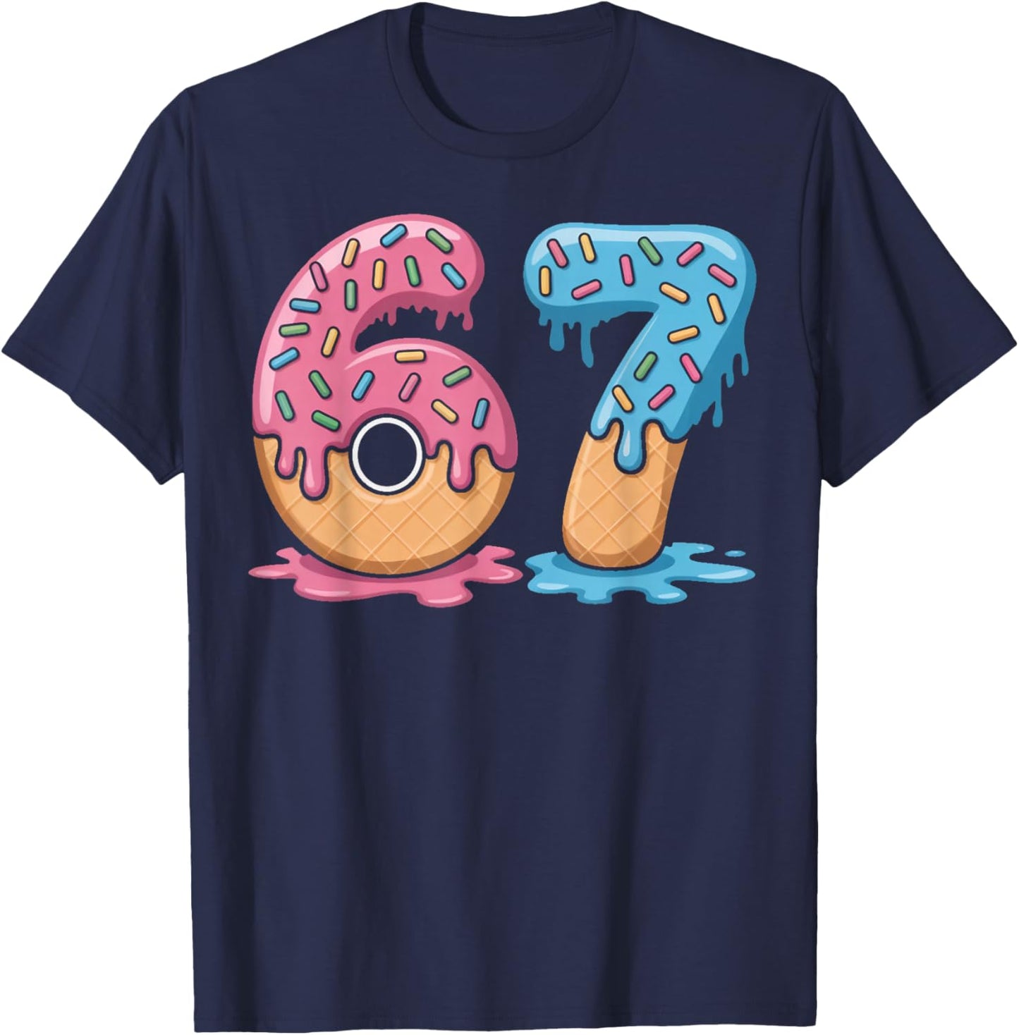 Ice Cream 67 Number 67th Sports Player Ice Cream Drip T-Shirt - T-Shirt | Navy