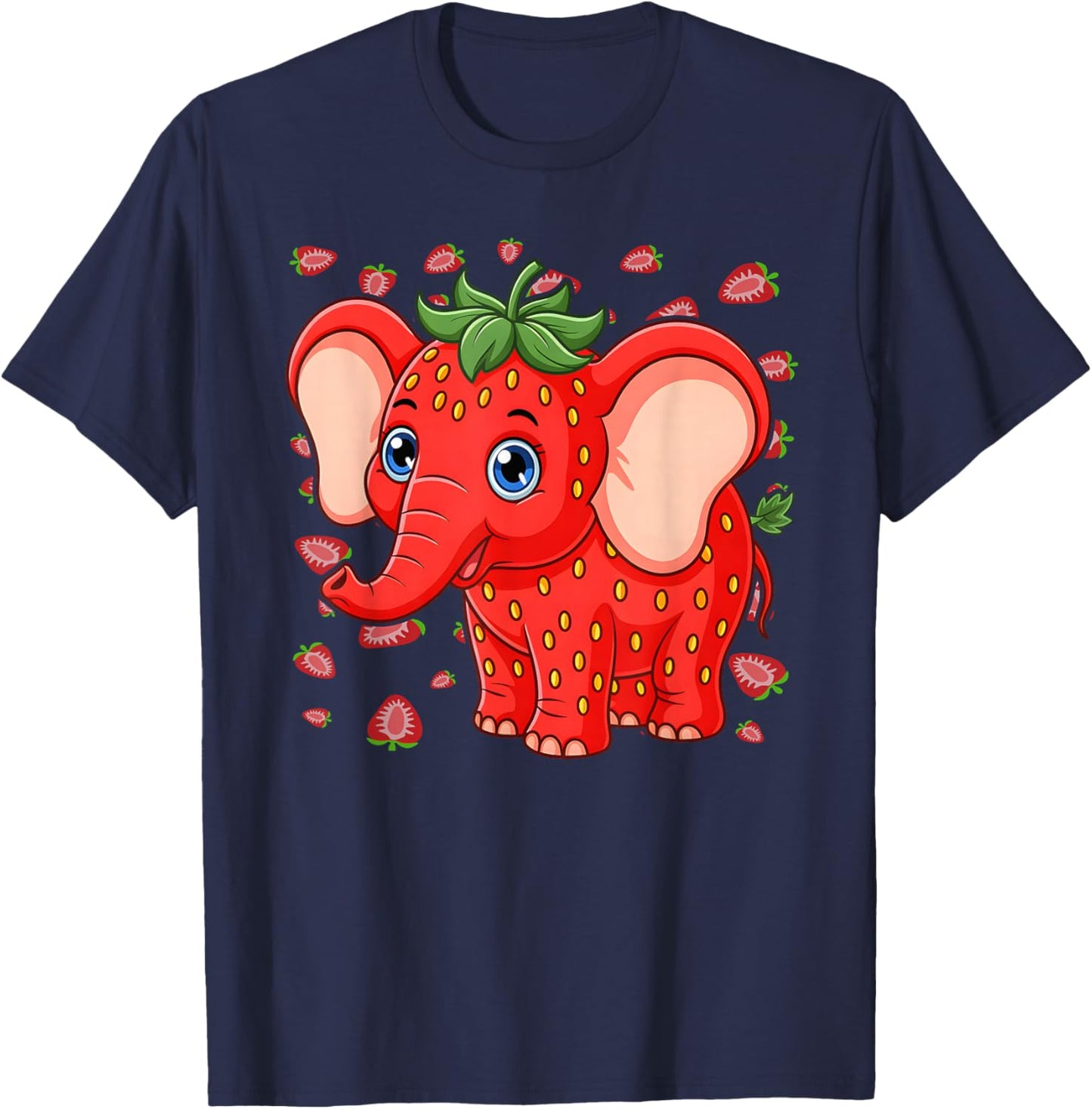 Funny Meme Kids Boys Strawberry Elephant T-Shirt - T-Shirt | Navy