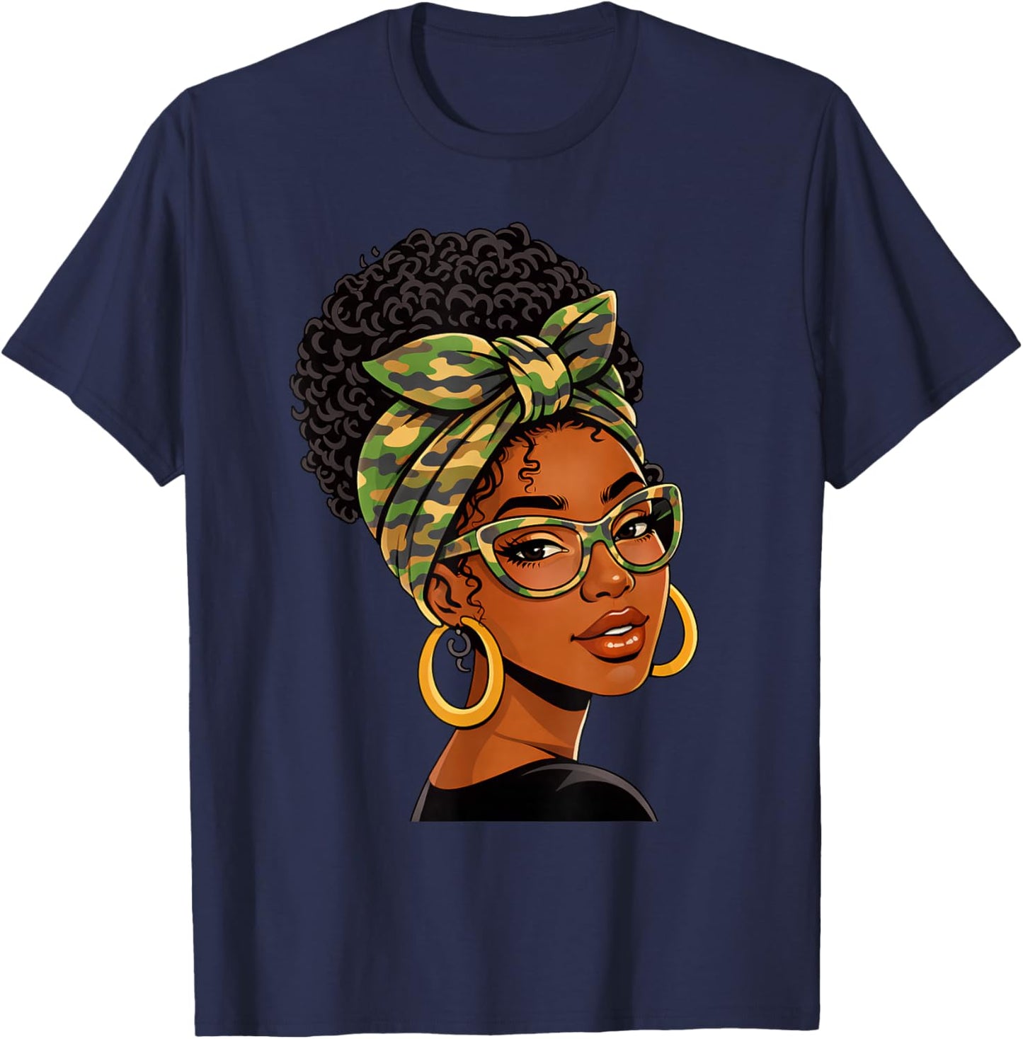 Women Black History Melanin Afro African Black Girl Queen T-Shirt - T-Shirt | Navy