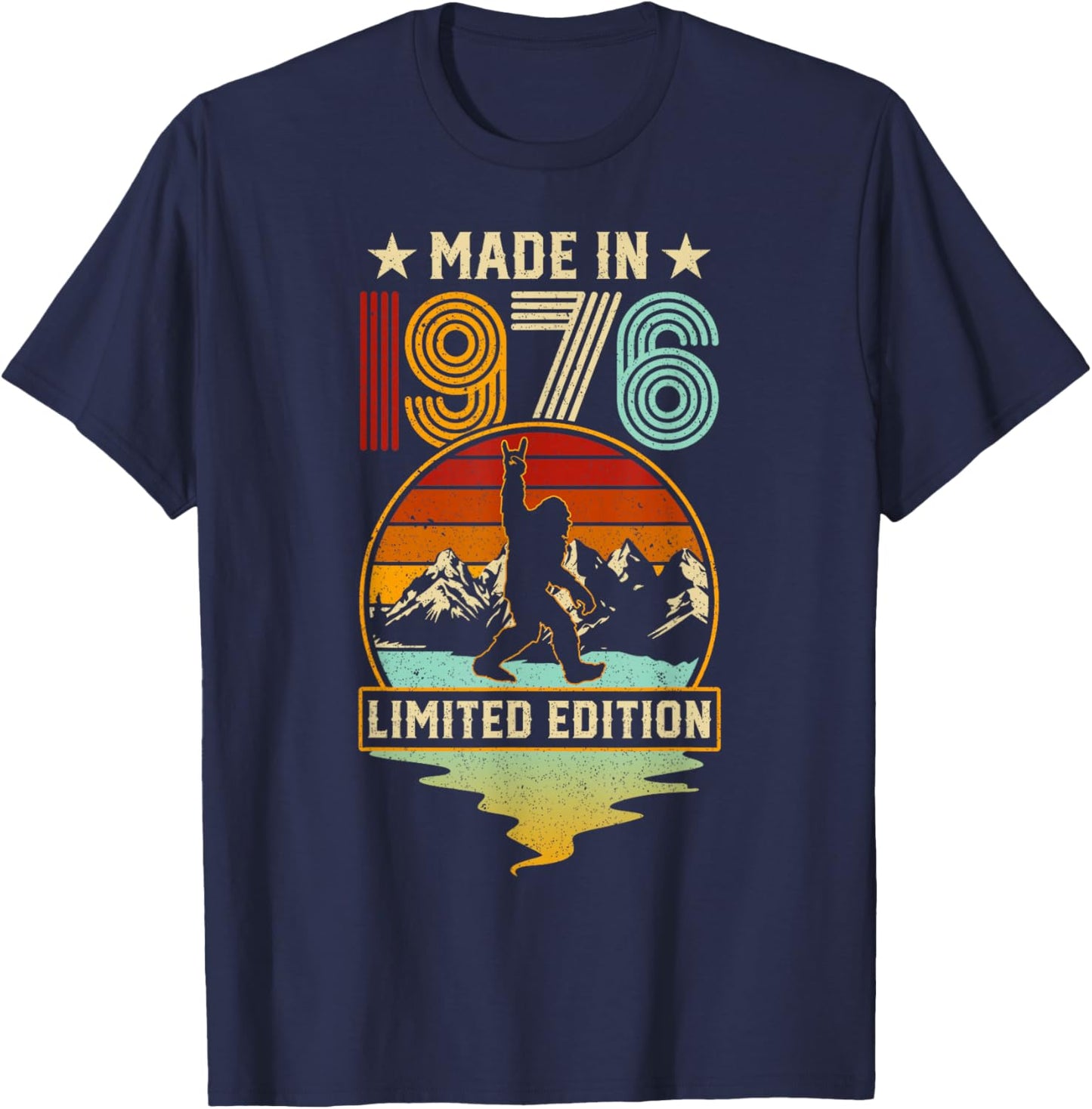 Retro 1976 50th Birthday Funny Bigfoot Adventure 50-Year-Old T-Shirt - T-Shirt | Navy