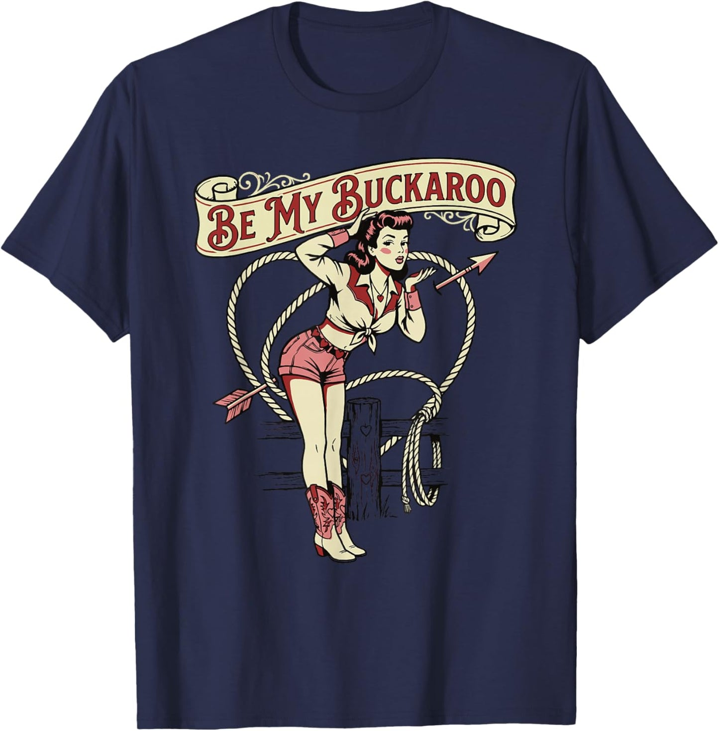 Cowgirl Valentine's Day T-Shirt - T-Shirt | Navy