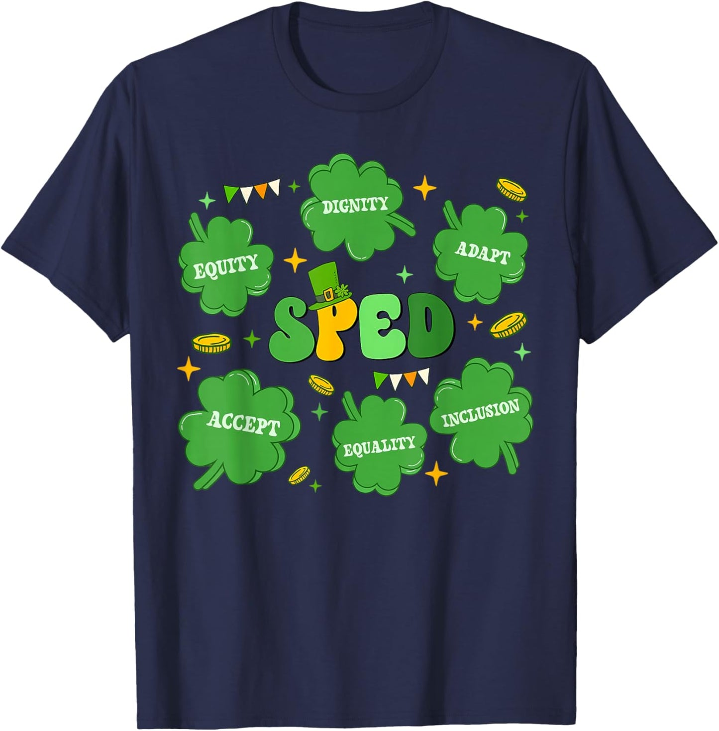 SPED Teacher Lucky Charm St Patricks Day Special Education T-Shirt - T-Shirt | Navy