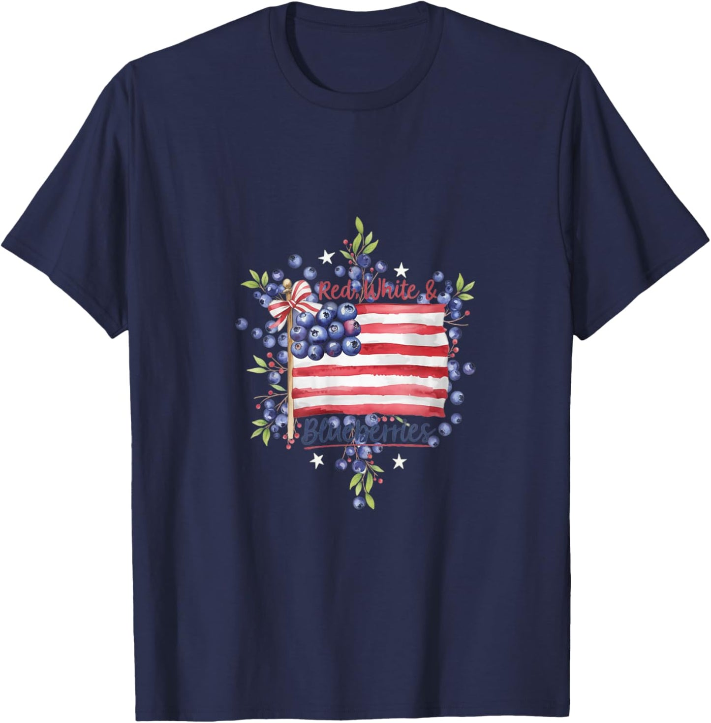 Red, White & Blueberries Funny Vintage Patriot USA T-Shirt - T-Shirt | Navy
