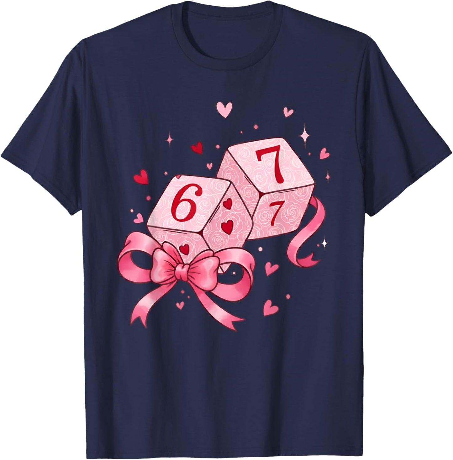 Preppy 67 Valentine Six Seven Dice 6 7 Men Women Kids T-Shirt - T-Shirt | Navy