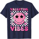 Groovy Valentine Vibes Cute Heart Happy Valentines Men Women T-Shirt - T-Shirt | Navy