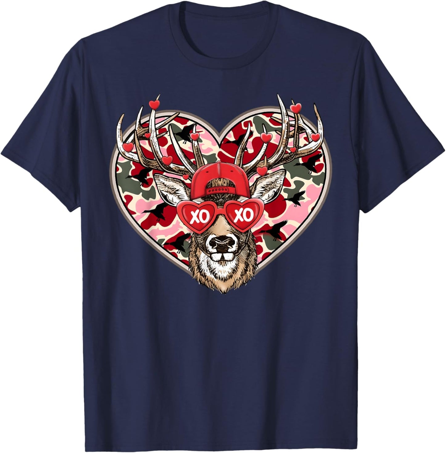 Valentine XOXO Funny Deer Hunting Buck Men Women Kid T-Shirt - T-Shirt | Navy