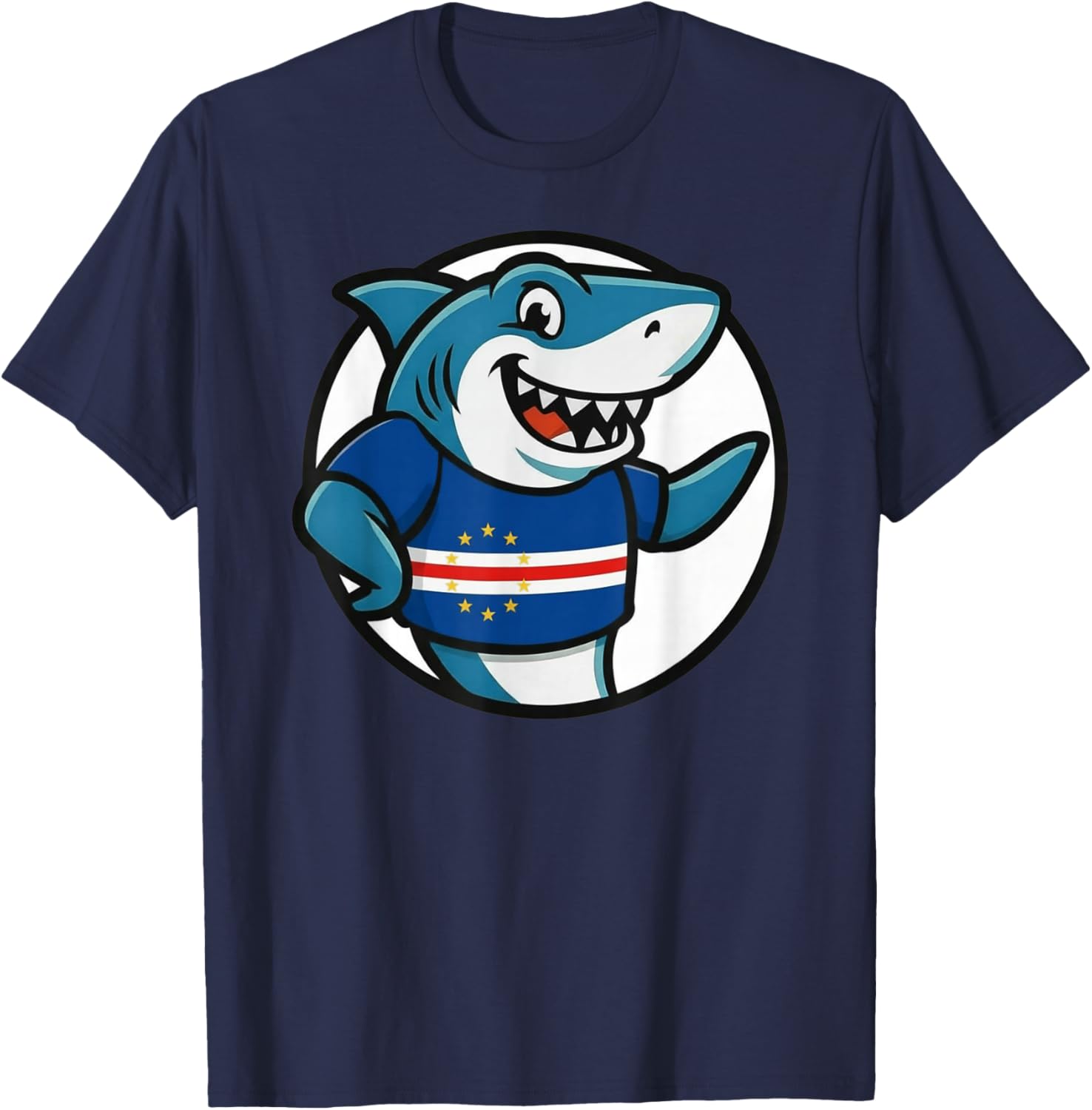 Cabo Verde Flag Shark Funny Cabo Verdean T-Shirt - T-Shirt | Navy