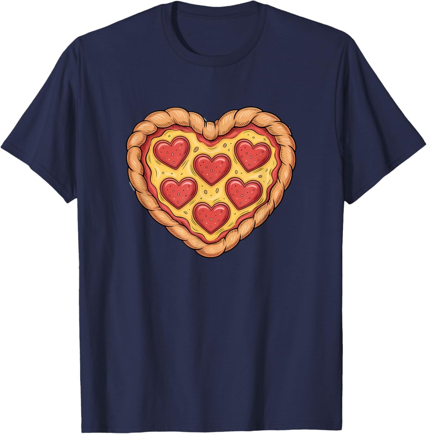 Pizza Day Love Heart Food Lover T-Shirt - T-Shirt | Navy