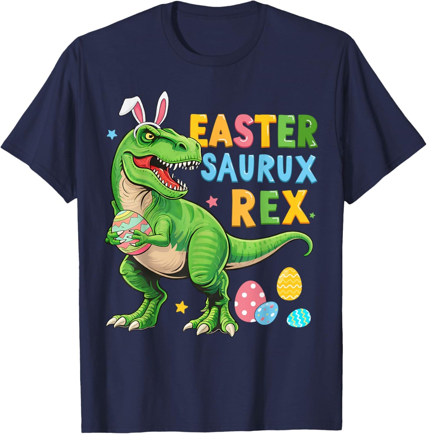 Dinosaur Bunny Saurus Rex for Kids Boys Girls Women Easter T-Shirt - T-Shirt | Navy