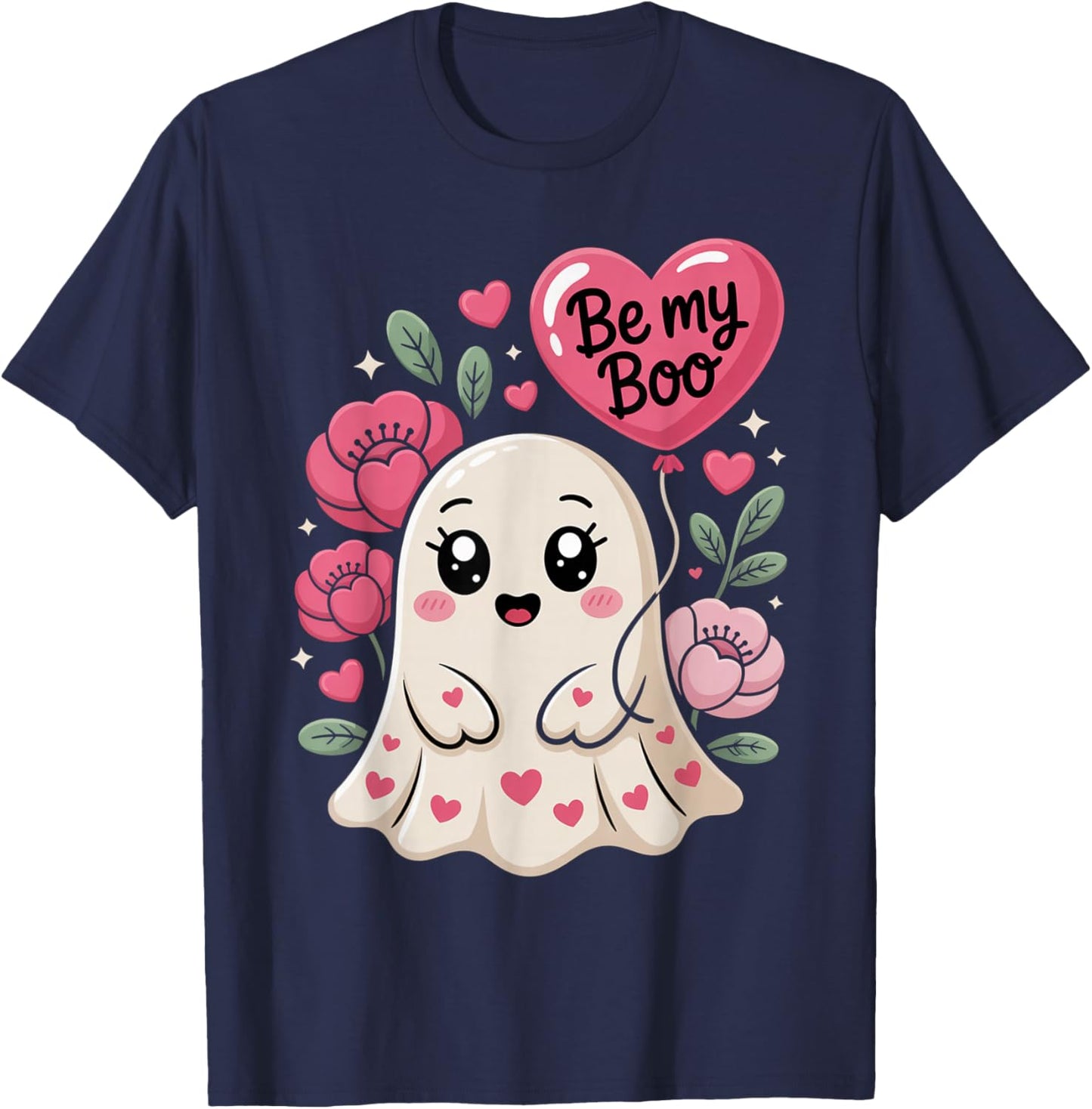 Be My Boo Cute Ghost Valentine´s Day Love T-Shirt - T-Shirt | Navy