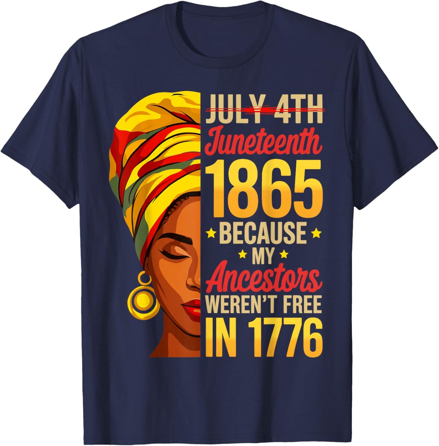 Juneteenth 1865 African American Women Black History Month T-Shirt - T-Shirt | Navy