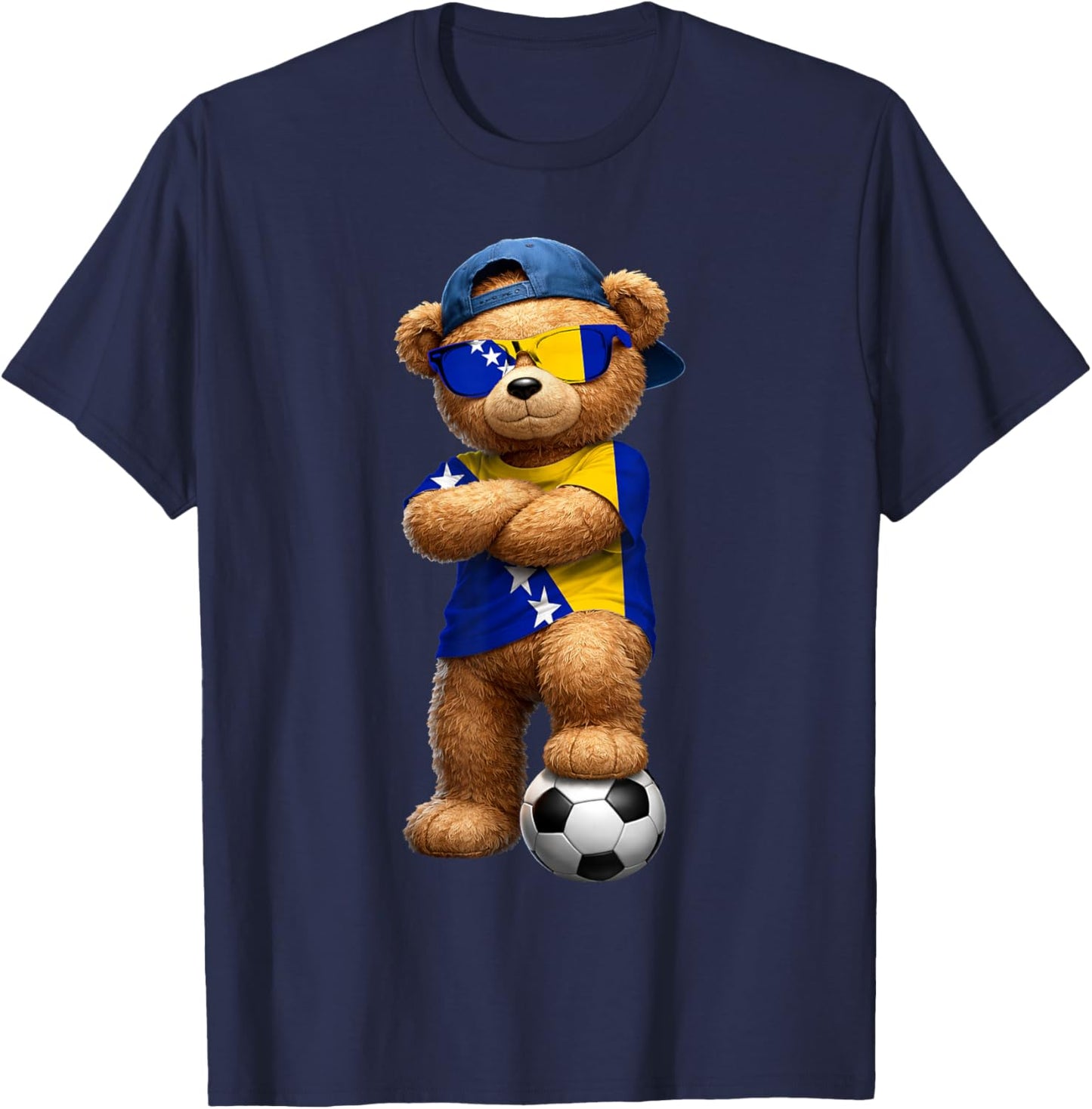 Bosnian Flag Teddy Player Sports Outfit for Bosnia T-Shirt - T-Shirt | Navy