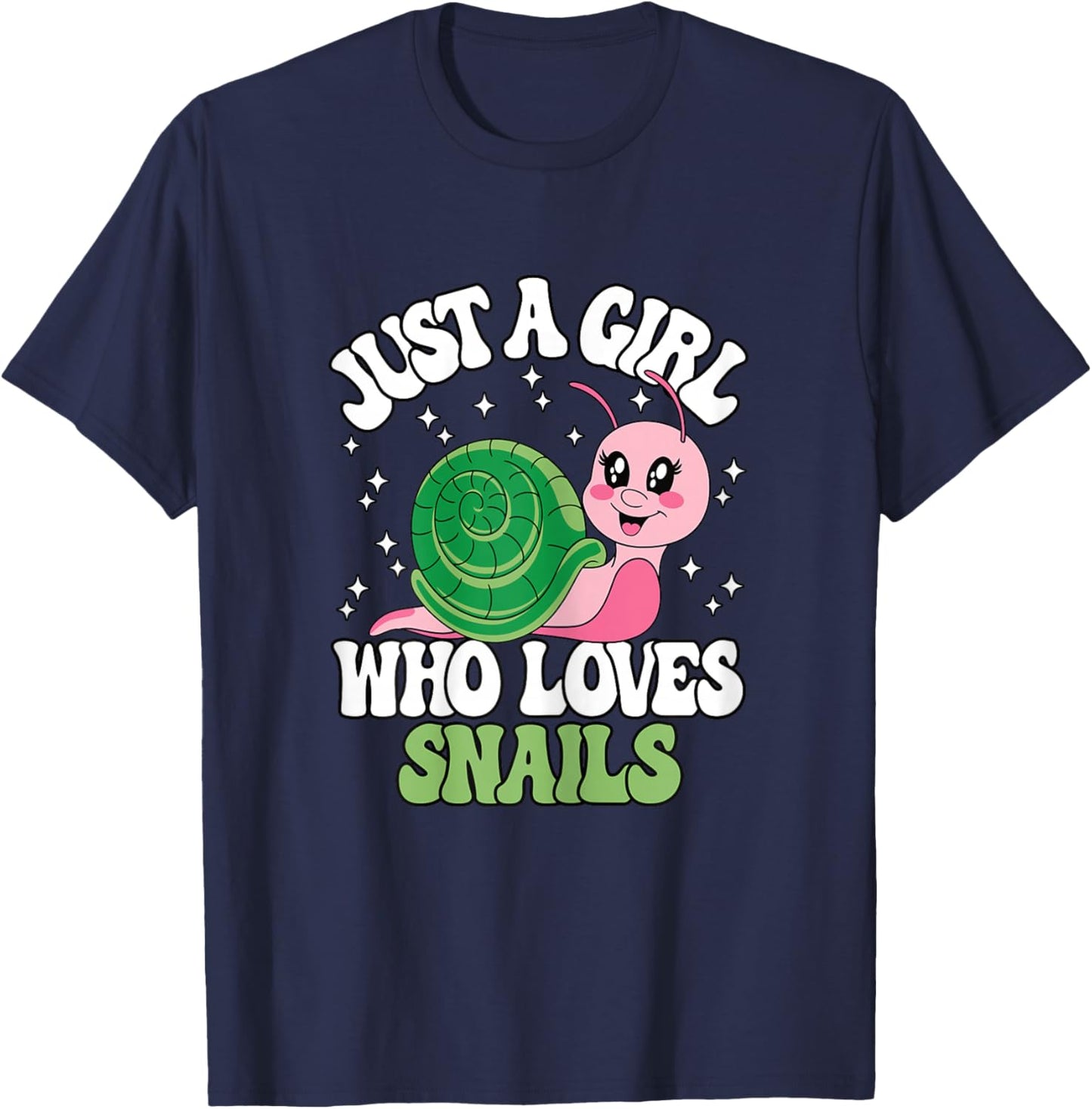 Just A Girl Who Loves Snails Cute Animal Girls Kids T-Shirt - T-Shirt | Navy