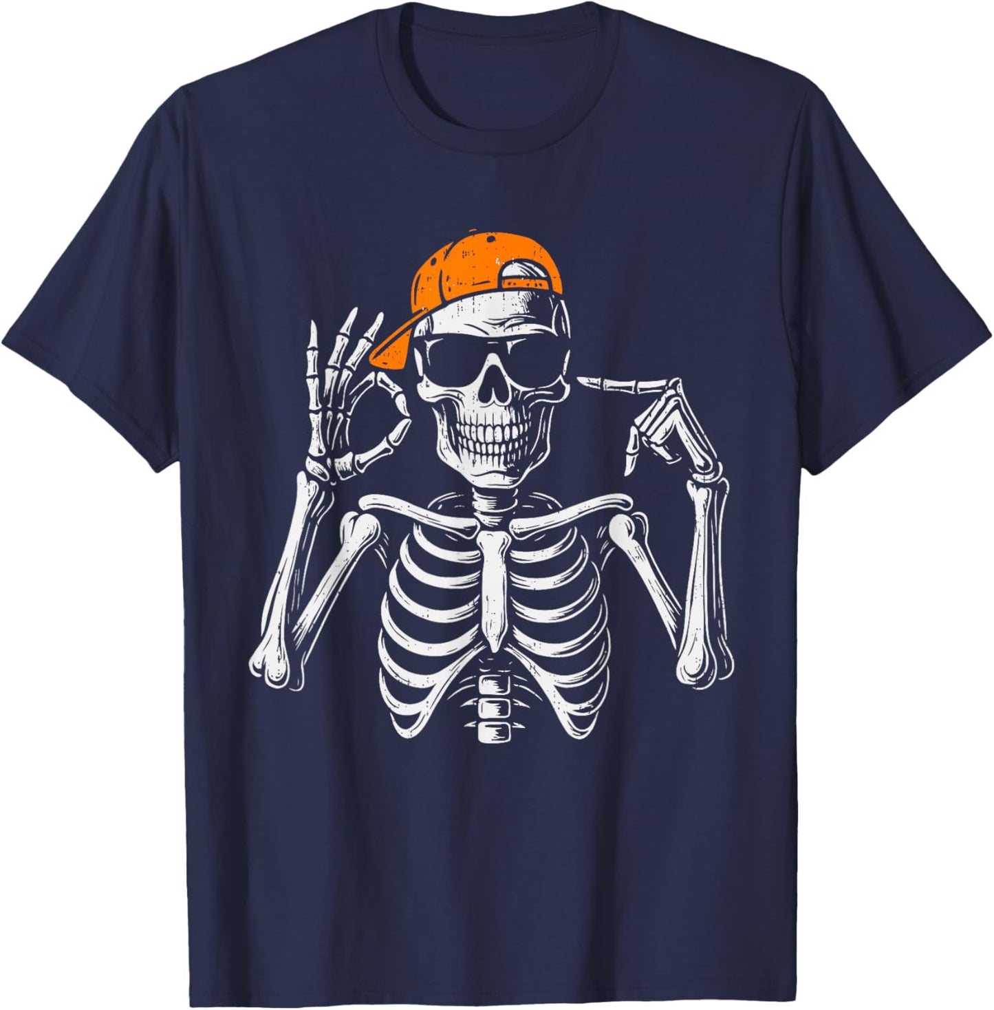 67 Meme Trendy Skeleton Halloween Funny Six Seven Gen Alpha T-Shirt - T-Shirt | Navy