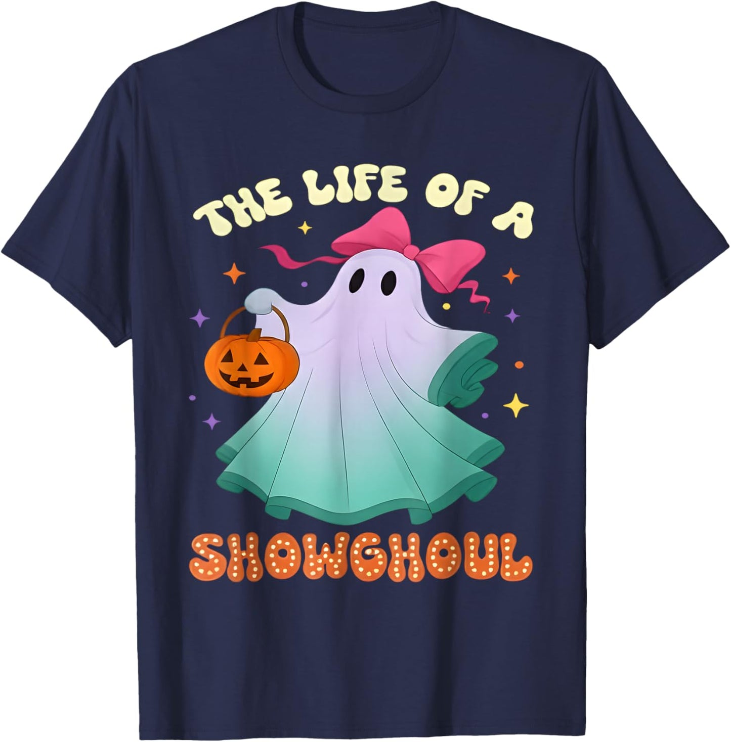he Life of a Showghoul Retro Halloween Show Ghosts Girl T-Shirt - T-Shirt | Navy
