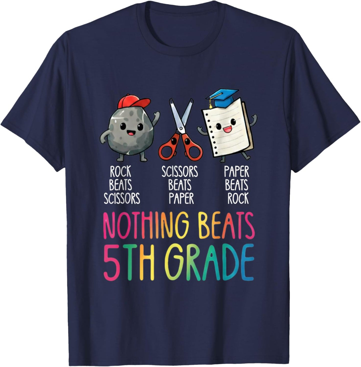 Nothing Beats 5th Grade Funny Back to School Quote T-Shirt - T-Shirt | Navy