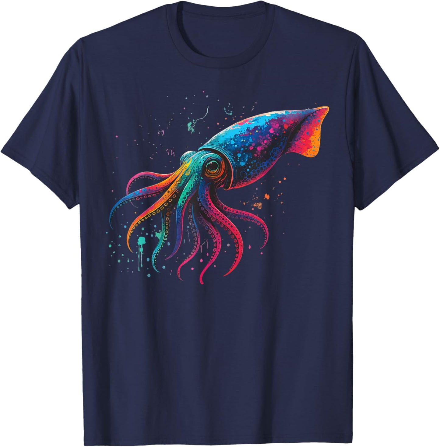 Squid Colorful Ocean T-Shirt - T-Shirt | Navy
