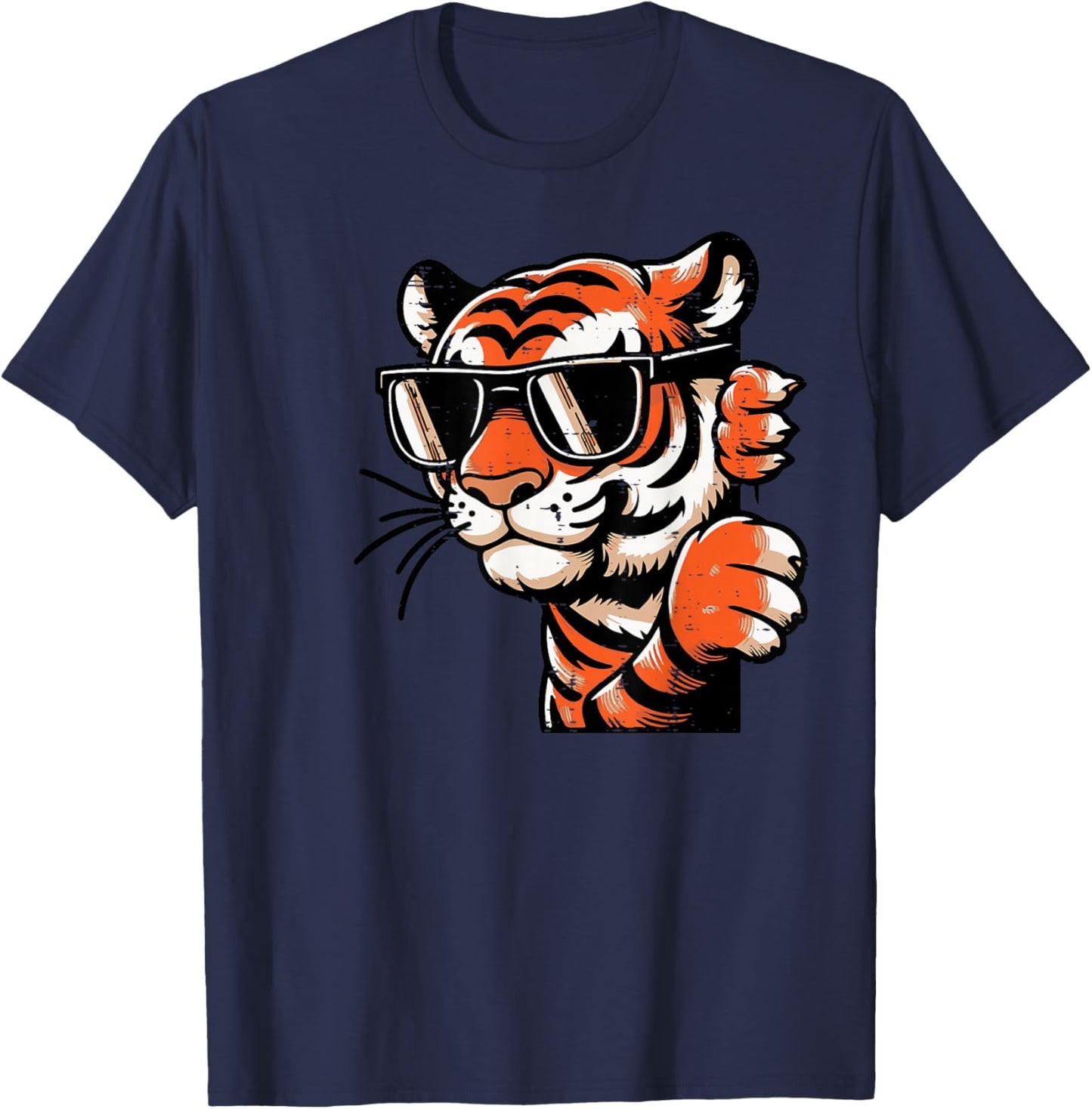 Tiger Sunglasses Boys Girls Youth Teen Kids Men Women T-Shirt - T-Shirt | Navy