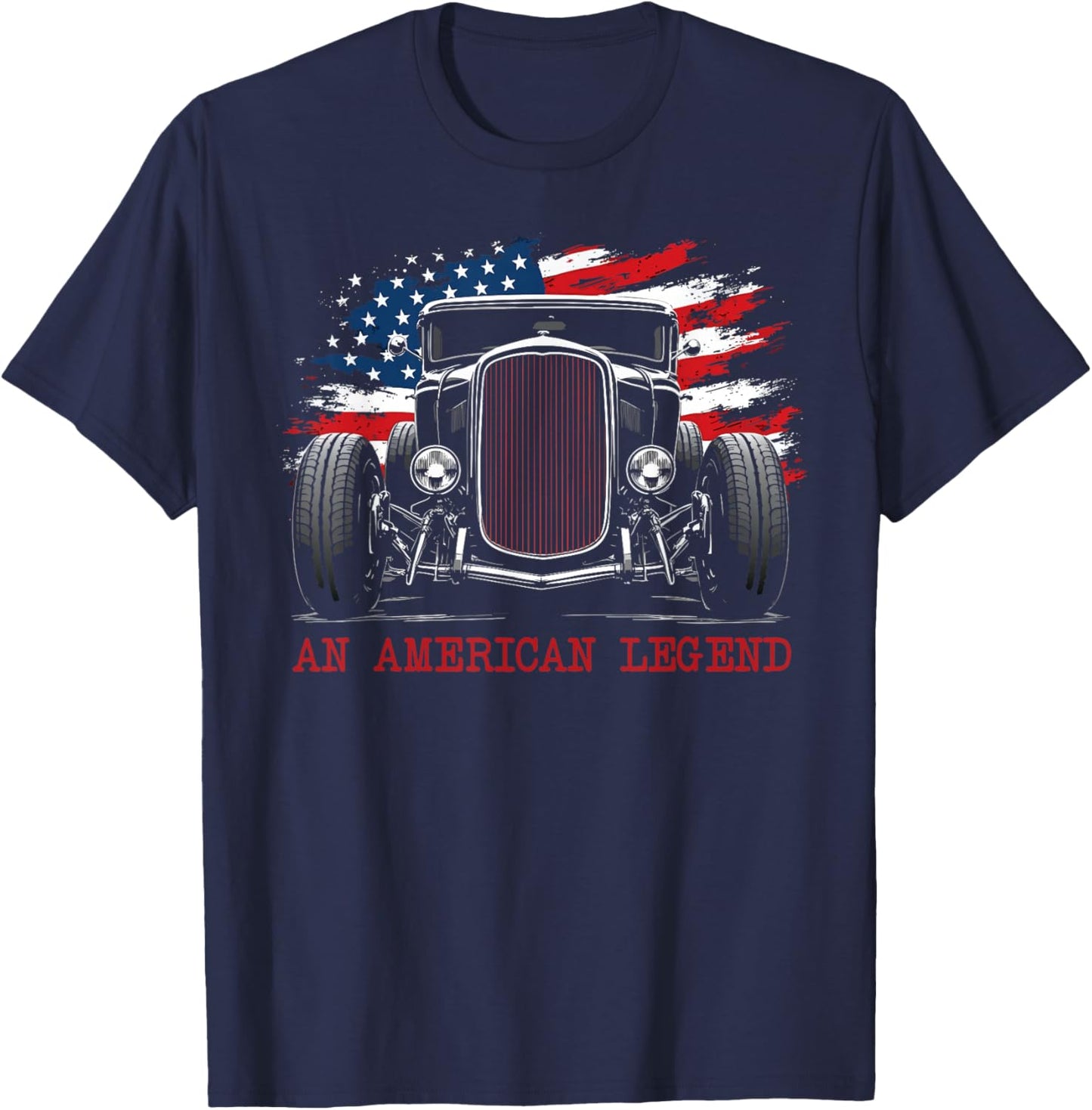 an American Legend Deuce Coupe 1932 Classic Hot Rod Grill T-Shirt - T-Shirt | Navy