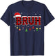 Bruh Funny Christmas Red Plaid Teens Boys Kids Xmas Pajamas T-Shirt - T-Shirt | Navy