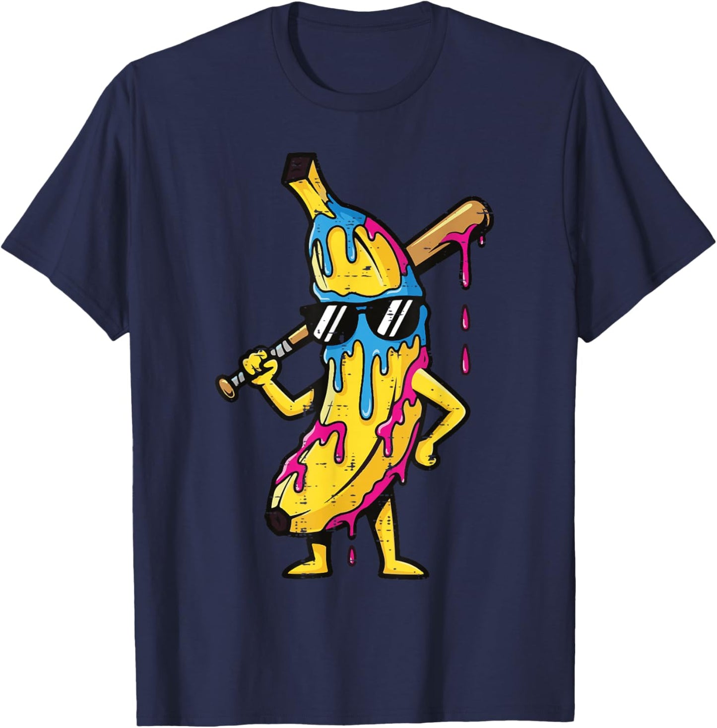 Banana Drip Funny Fruit Men Boys Kids T-Shirt - T-Shirt | Navy