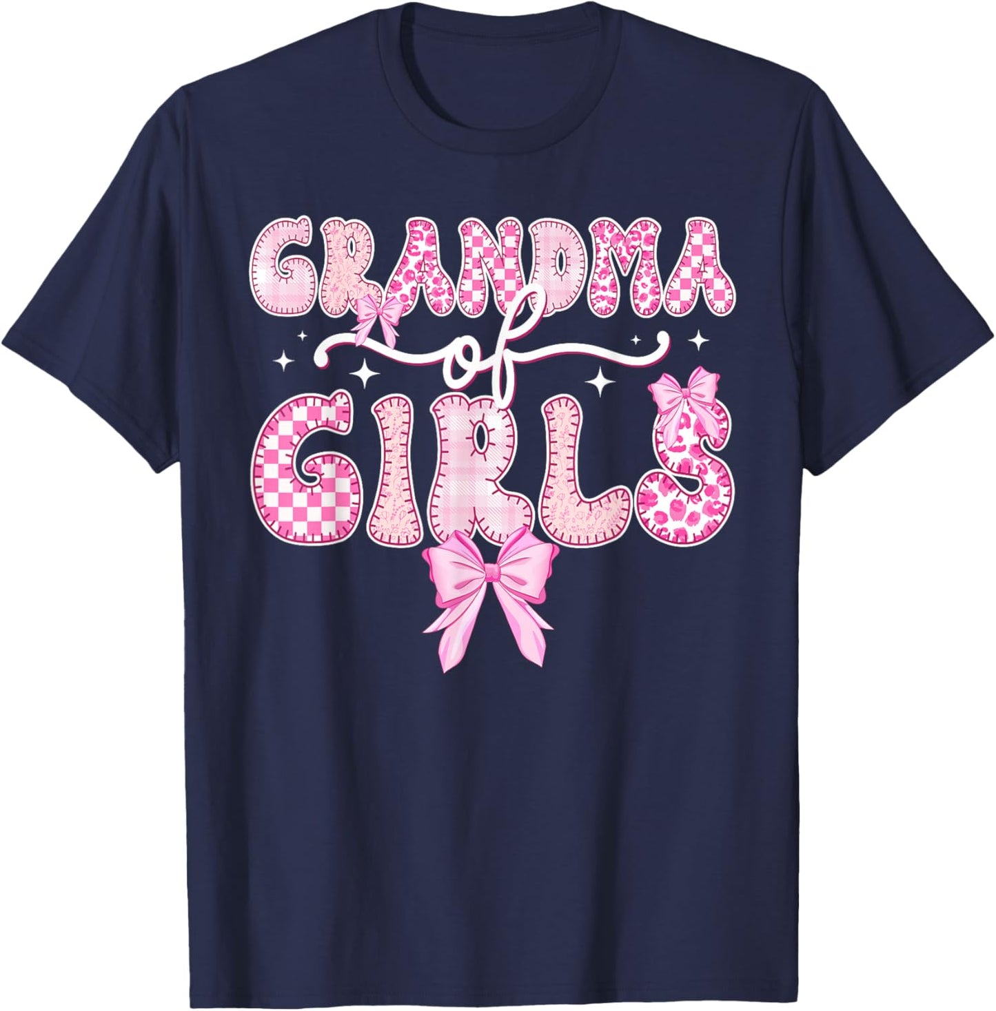 Grandma of Girls Grandma Girls Grandmother Coquette T-Shirt - T-Shirt | Navy