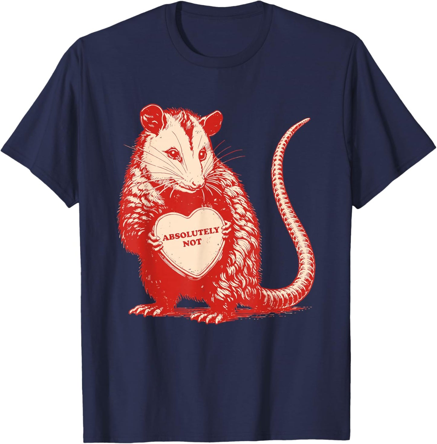 Funny Opossum Absolutely Not Valentine Graphic T-Shirt - T-Shirt | Navy