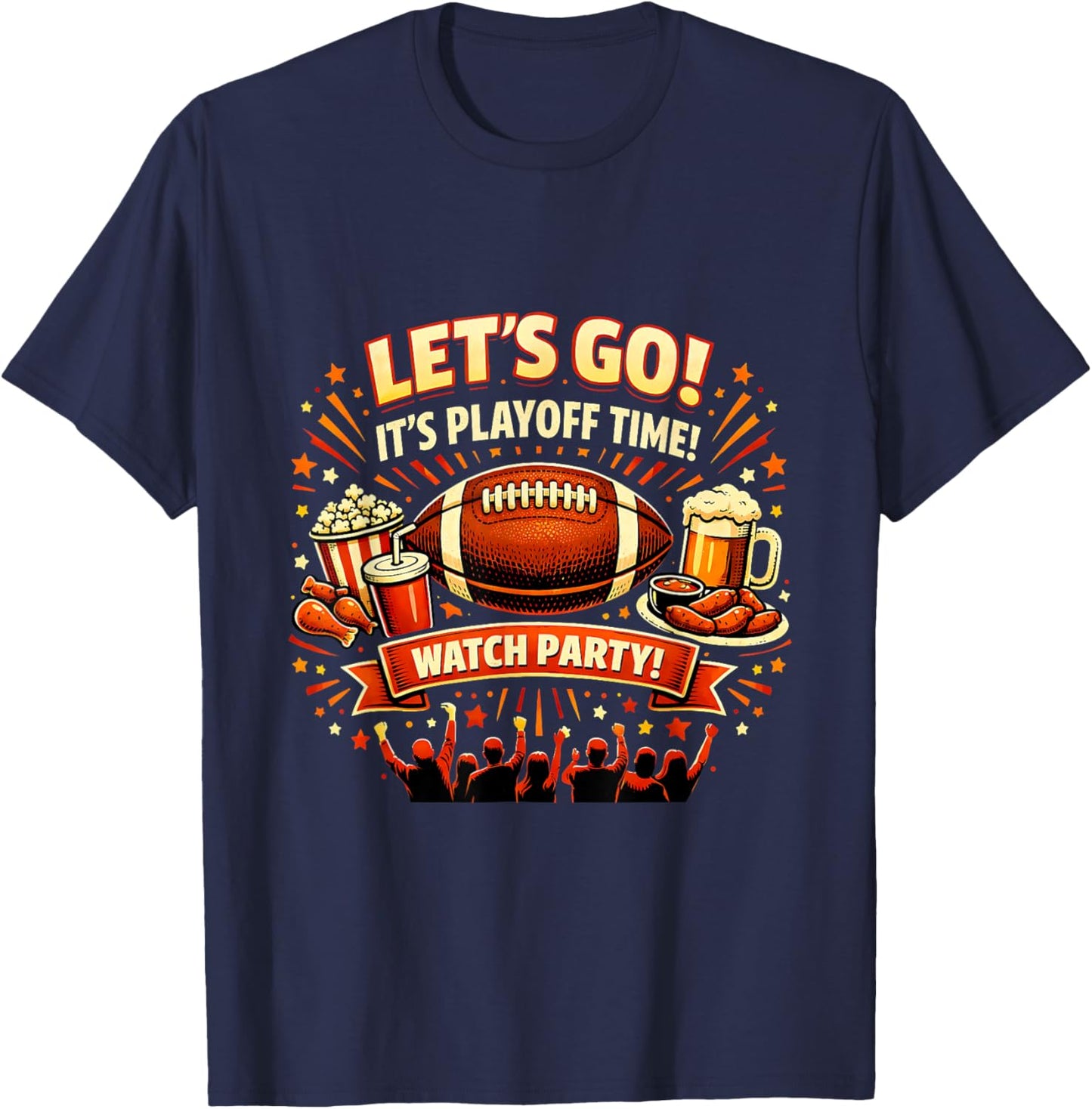 Playoff Game Day Football Friends Snacks Watch Party 2026 T-Shirt - T-Shirt | Navy