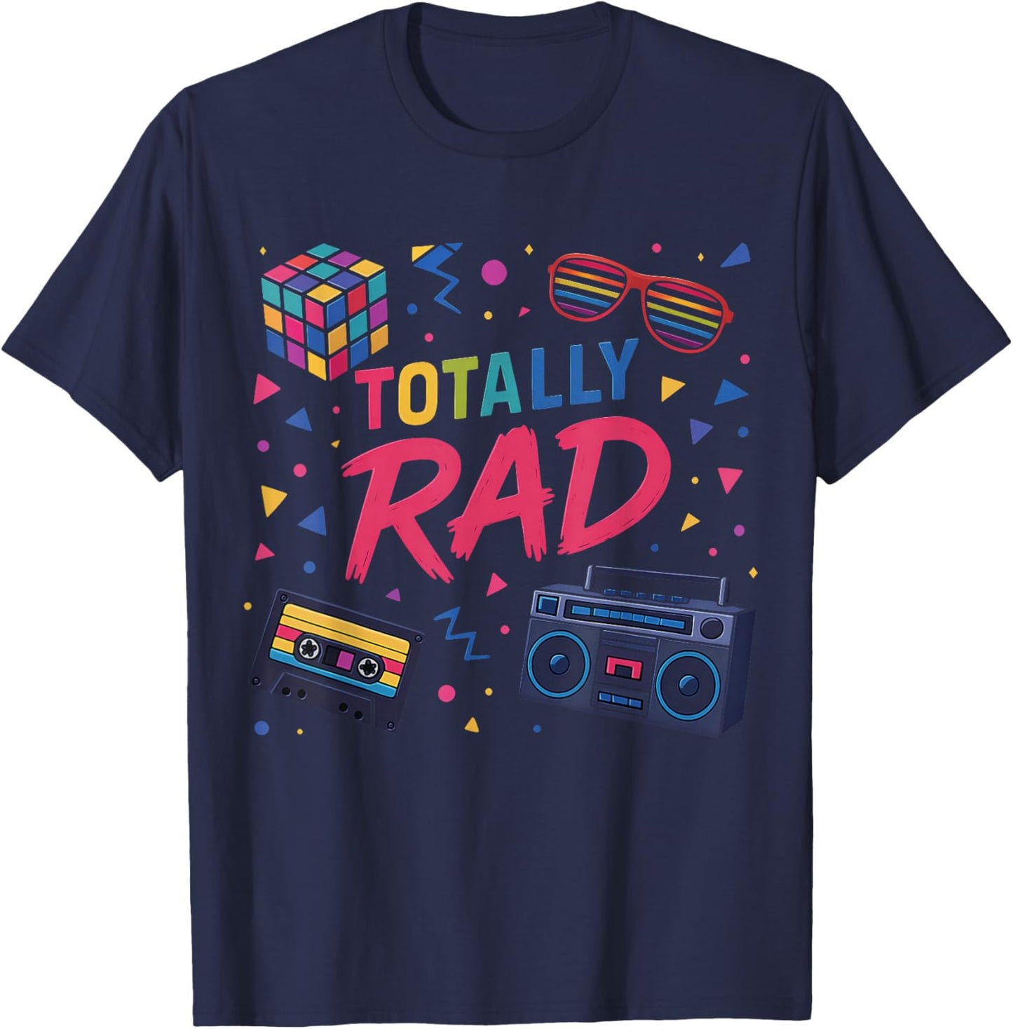 Retro 80s Totally Rad Vibe Classic Fun Party Throwback T-Shirt - T-Shirt | Navy