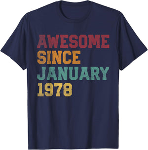 Awesome Since January 1978 48th Birthday 48 Years Old T-Shirt - T-Shirt | Navy