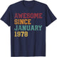 Awesome Since January 1978 48th Birthday 48 Years Old T-Shirt - T-Shirt | Navy